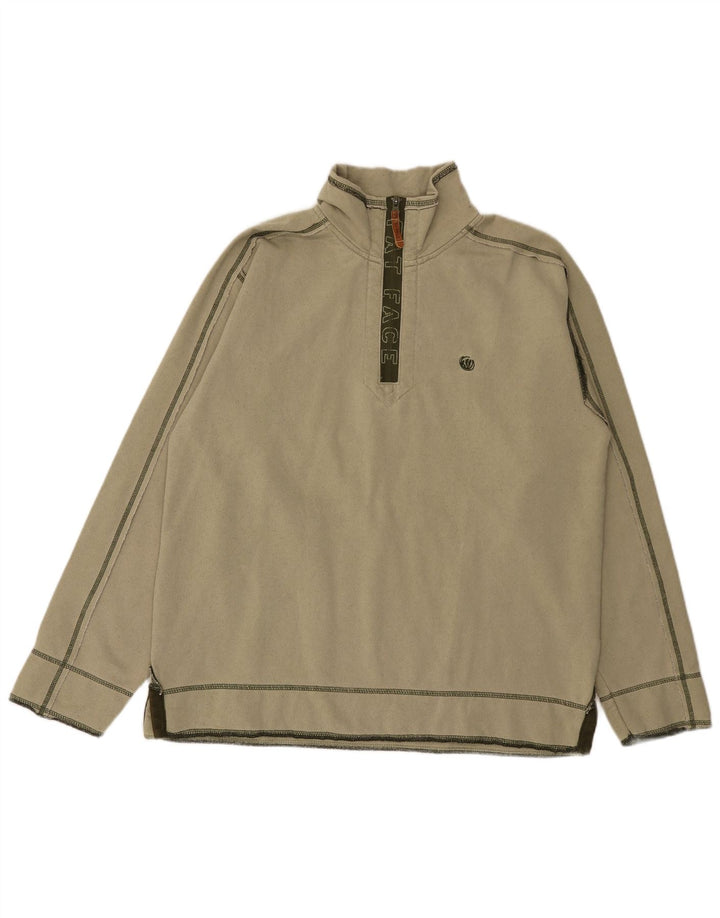Fedt ansigt herre lynlås-hals sweatshirt jumper medium Khaki bomuld