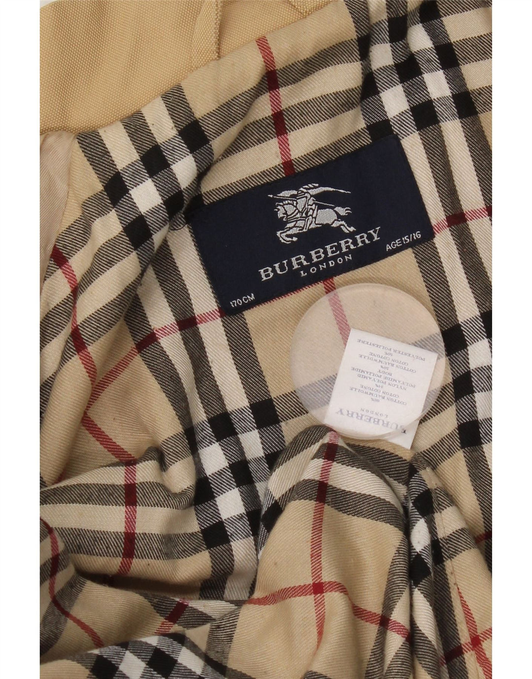 Burberry Boys Windbreaker Jacket 15-16 år Beige Bomuld