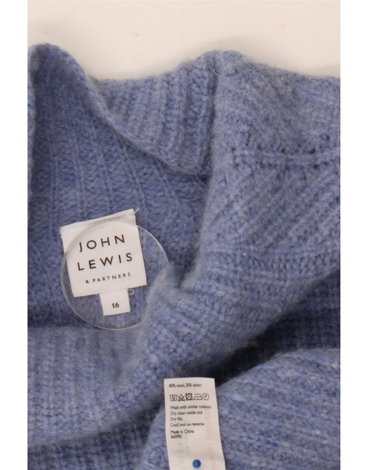 John Lewis Dame Crop Turtle Neck Jumper Sweater UK 16 Large Blue