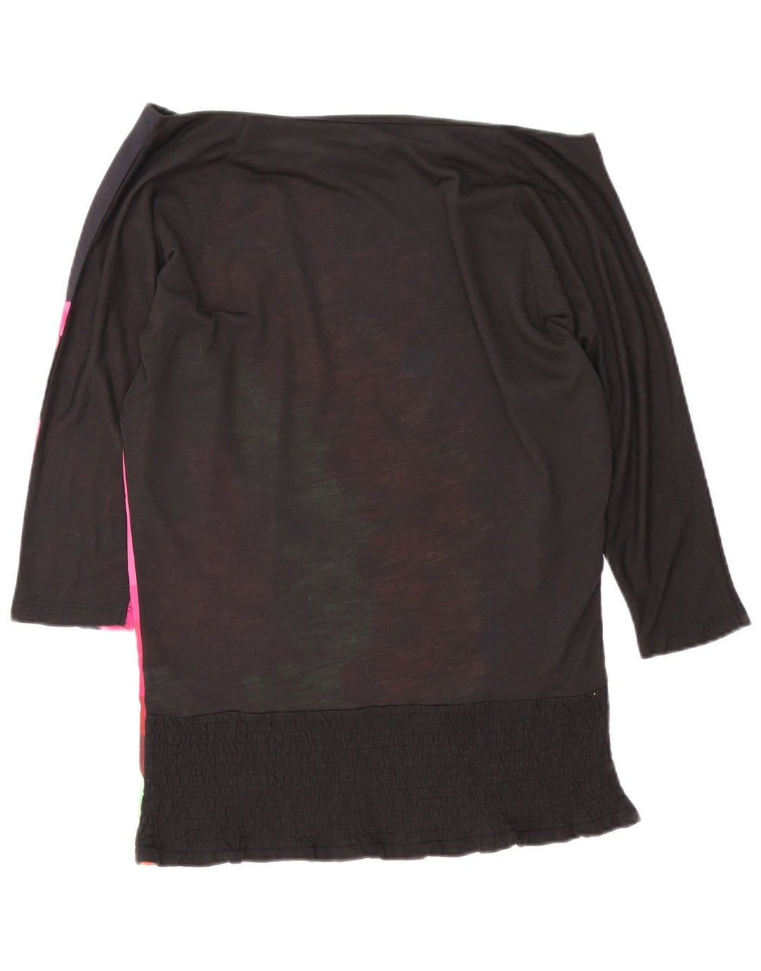 Desigual Dame Oversized Grafisk Off Shoulder Top UK 10 Lille Sort
