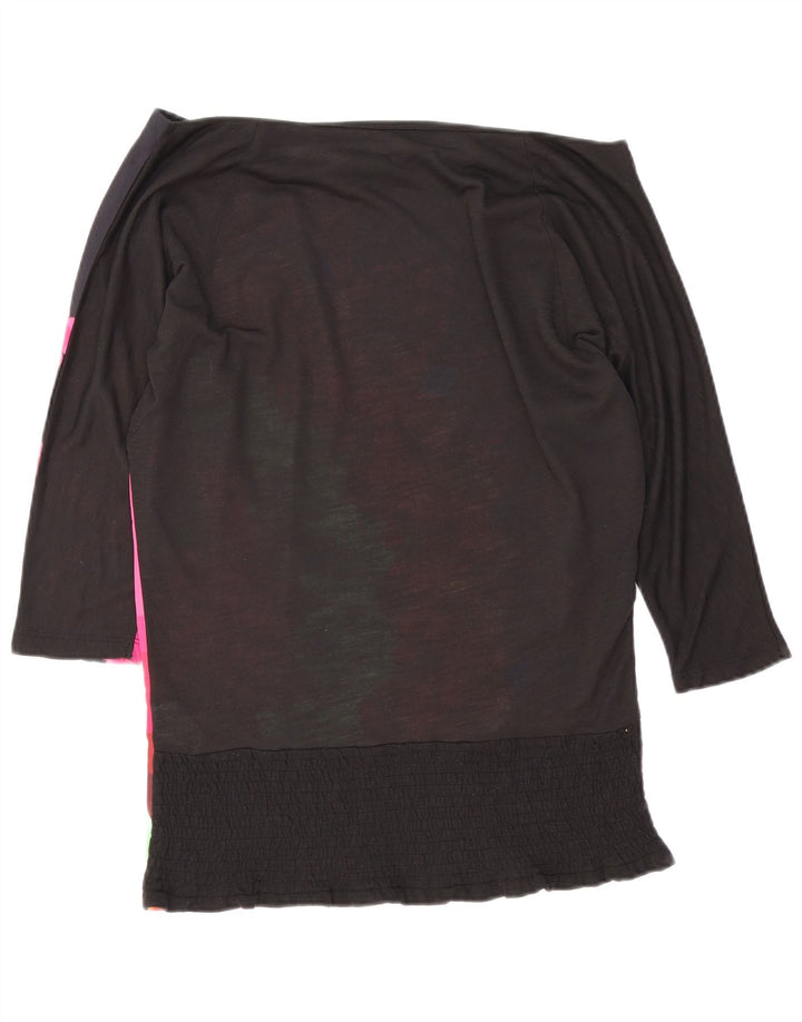 Desigual Dame Oversized Grafisk Off Shoulder Top UK 10 Lille Sort