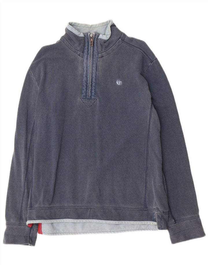 Fedt ansigt herre lynlås-hals sweatshirt jumper medium marineblå bomuld