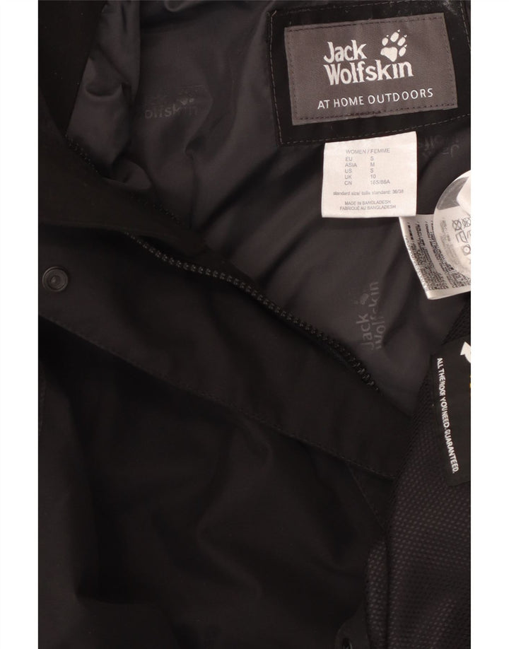 JACK WOLFSKIN Womens Hooded Windbreaker Coat UK 10 Small Black Polyester