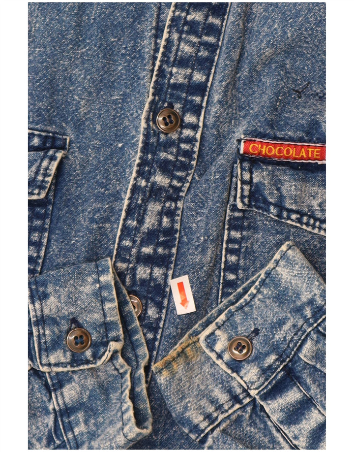 VINTAGE Mens Denim Shirt Medium Blue