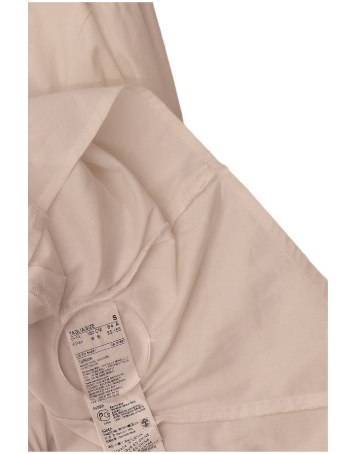 BENETTON Womens Shirt Blouse UK 10 Small White Cotton