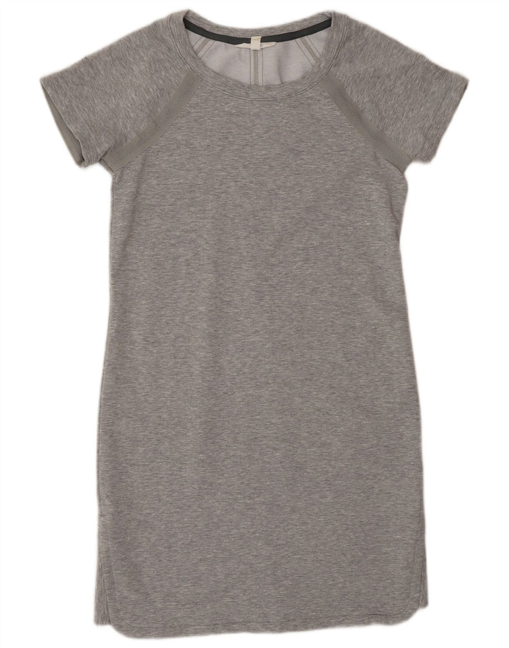 Athleta Dame T-Shirt Kjole UK 10 Small Grå Flecked Polyester