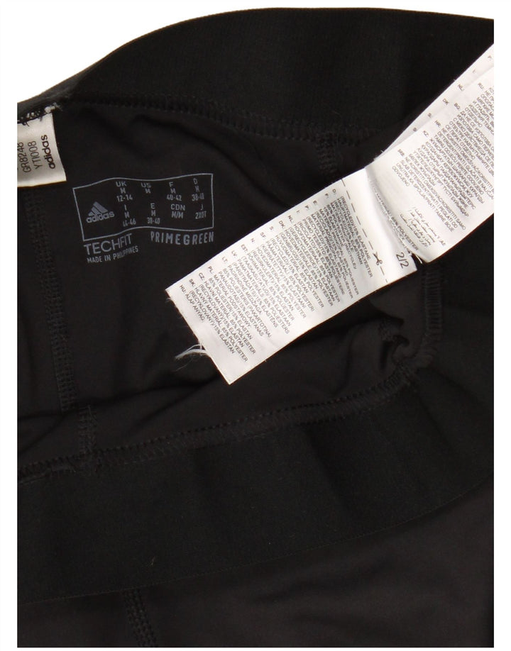 Adidas Dame Tech Fit Grafiske Leggings UK 12 /14 Medium Sort Polyester