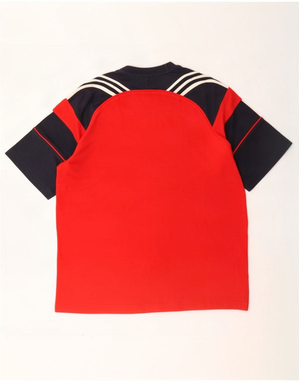 Adidas Herre T-Shirt Top UK 40/42 Medium Rød Colourblock Bomuld