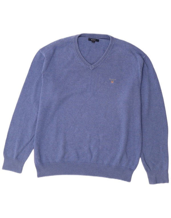 GANT Herre V-hals sweater XL Blå Bomuld