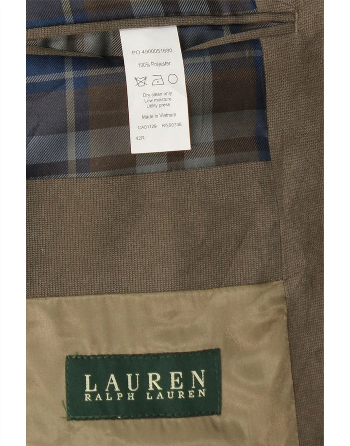 Ralph Lauren Herre 2-knaps blazerjakke UK 42 XL Khaki Houndstooth