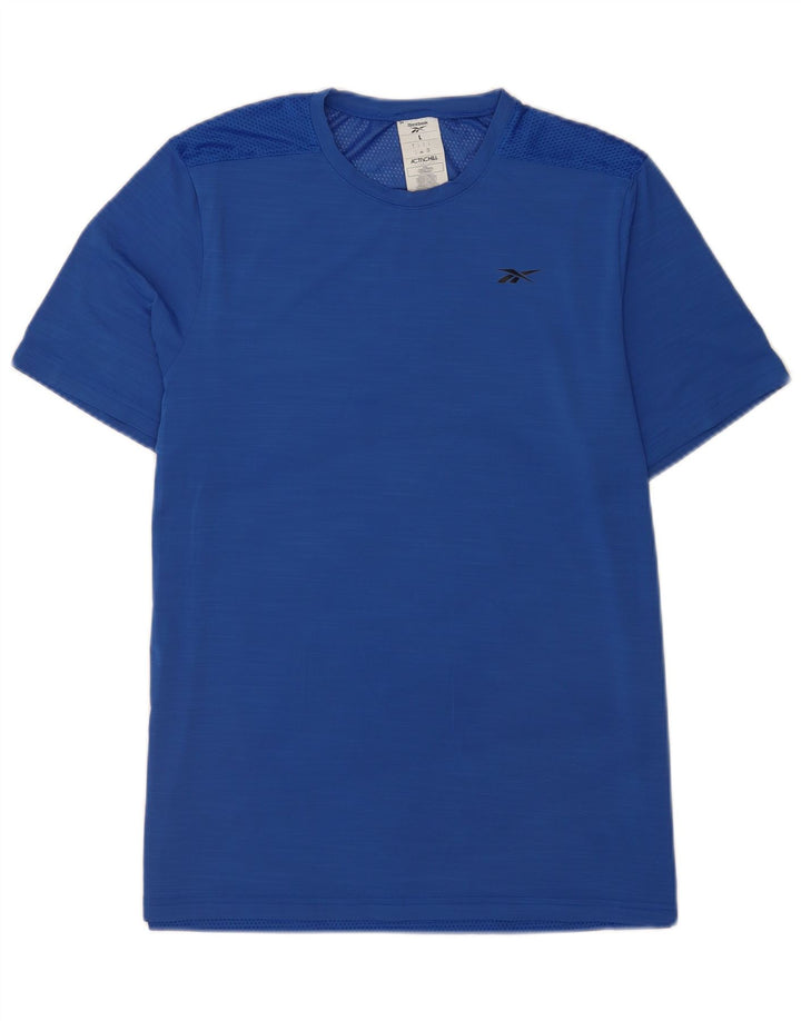 Reebok Herre høj grafisk T-shirt top stor blå nylon