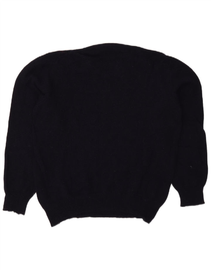 Vintage herre rund hals sweater stor marineblå Argyle/diamant
