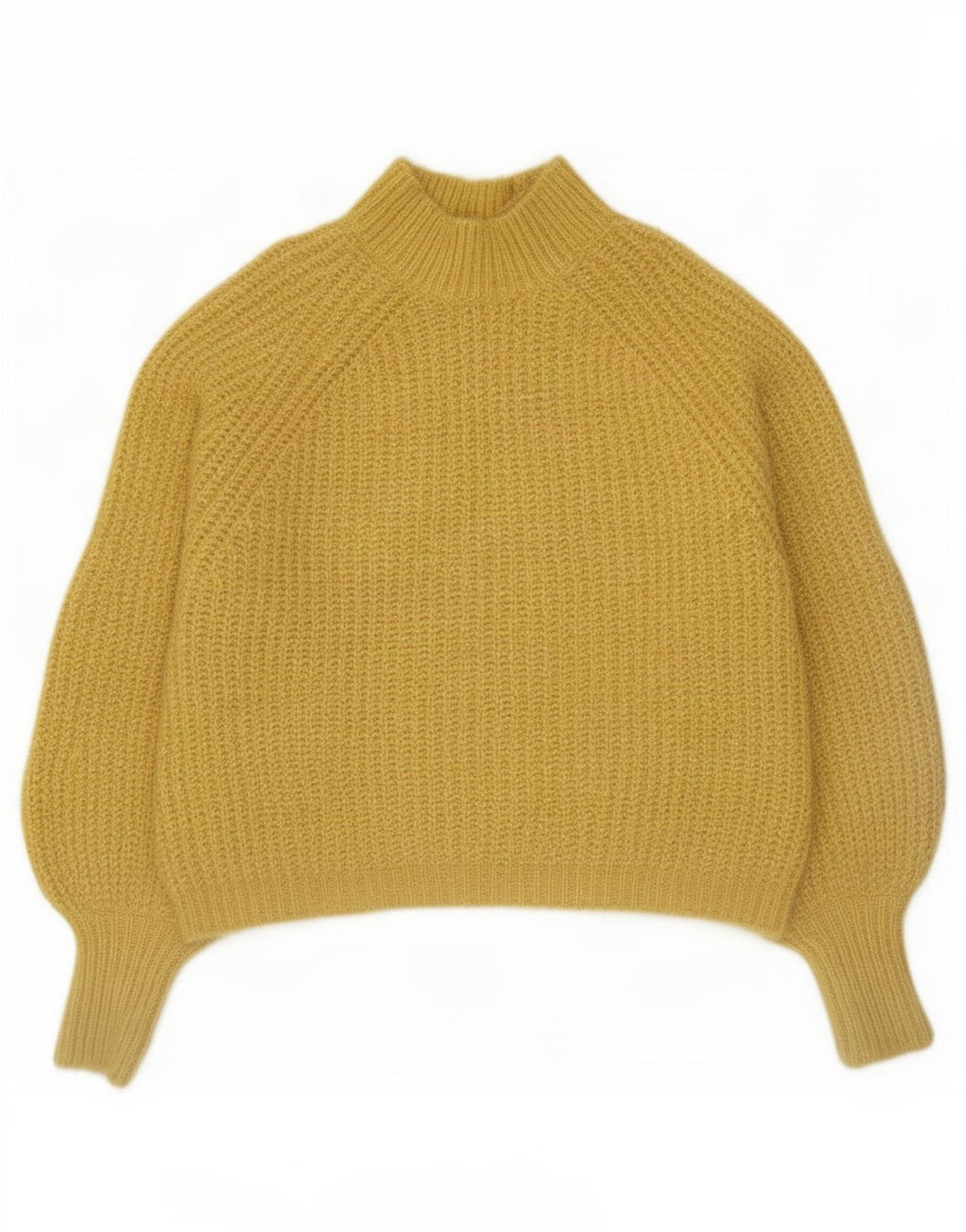 Zara Dame Turtle Neck Jumper Sweater UK 18 XL Gul Polyester
