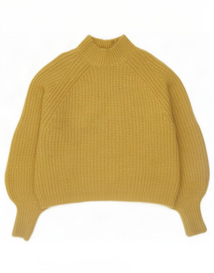 Zara Dame Turtle Neck Jumper Sweater UK 18 XL Gul Polyester