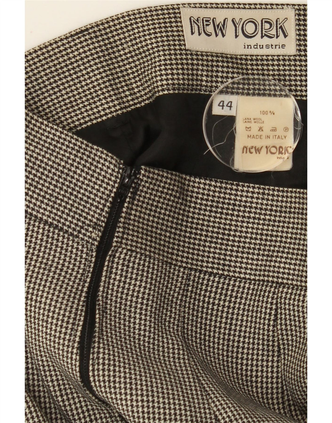 NEW YORK INDUSTRIE Womens Pencil Skirt IT 44 Medium W26  Black Houndstooth Vintage New York Industrie and Second-Hand New York Industrie from Messina Hembry 