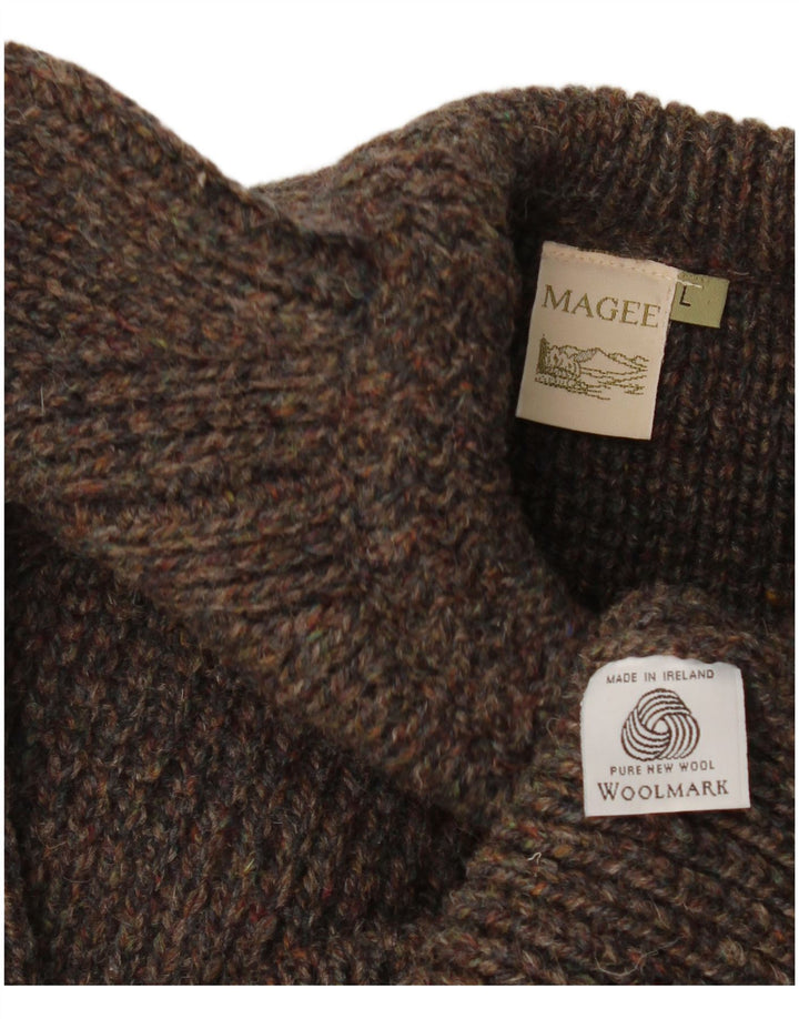 Magee Herre Crew Neck Jumper Sweater Large Brown Flecked New Wool