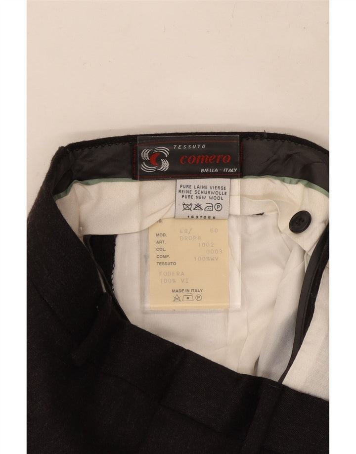COMERO Herre Pegged Suit Bukser IT 48 Medium W30 L30 Sort Uld