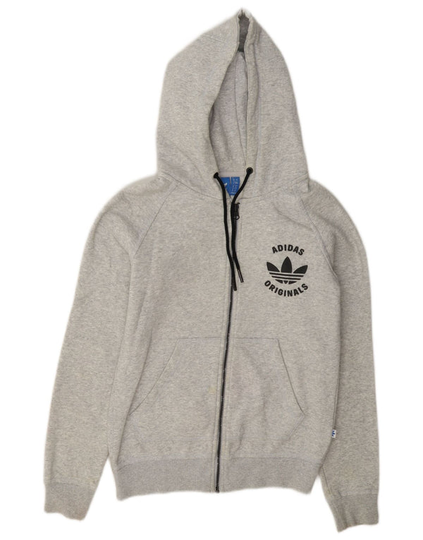Adidas Dame Grafisk Oversized Hættetrøje Sweater med lynlås UK 8 Small Grey Flecked
