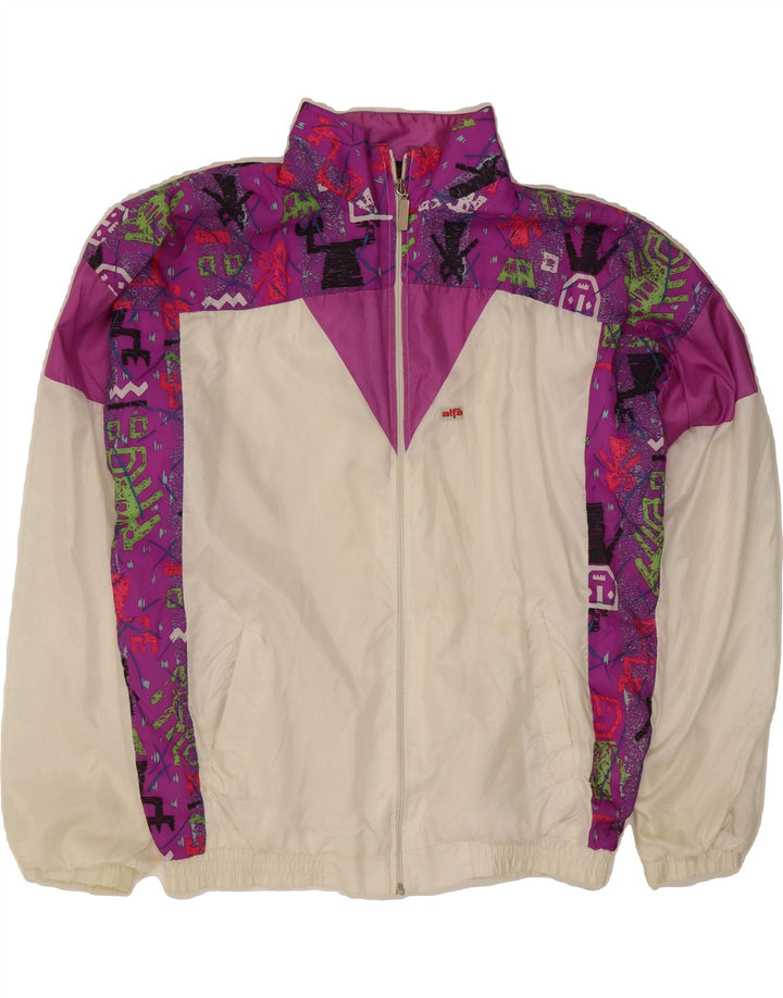 ALFA Womens Oversized Tracksuit Top Jacket UK 14 Medium White Colourblock Vintage Alfa and Second-Hand Alfa from Messina Hembry 