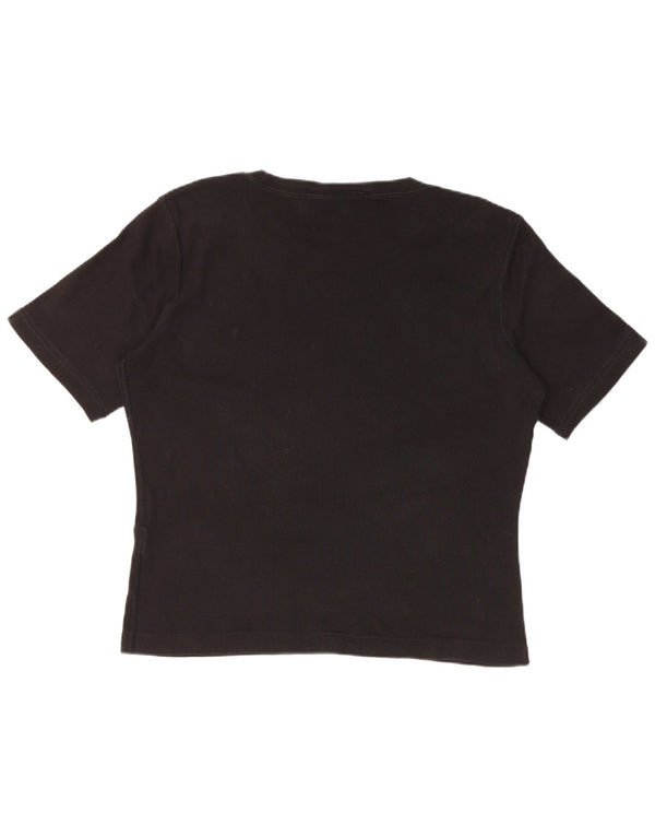 RALPH LAUREN Dame Crop T-Shirt Top UK 18 XL Sort Bomuld