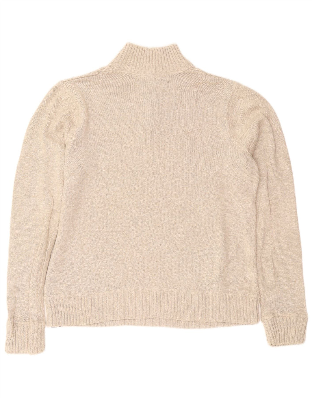 Eddie Bauer Herre Zip Neck Jumper Sweater Stor Beige Bomuld