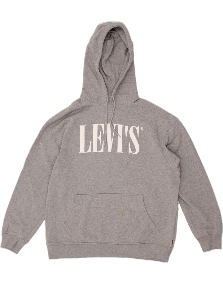 LEVI'S Mens Relaxed Fit Graphic Hoodie Jumper Medium Grey Cotton Vintage Levi's and Second-Hand Levi's from Messina Hembry 