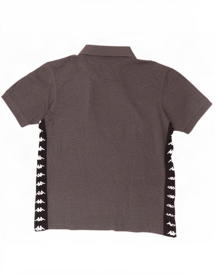 Kappa Herre grafisk poloshirt Stor grå Colourblock Bomuld