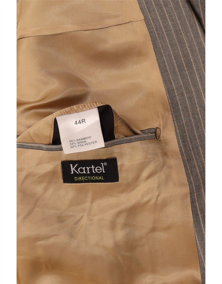 Kartel Herre 2 Button Blazer Jacket UK 44 2XL Grå Nålestribet Bomuld