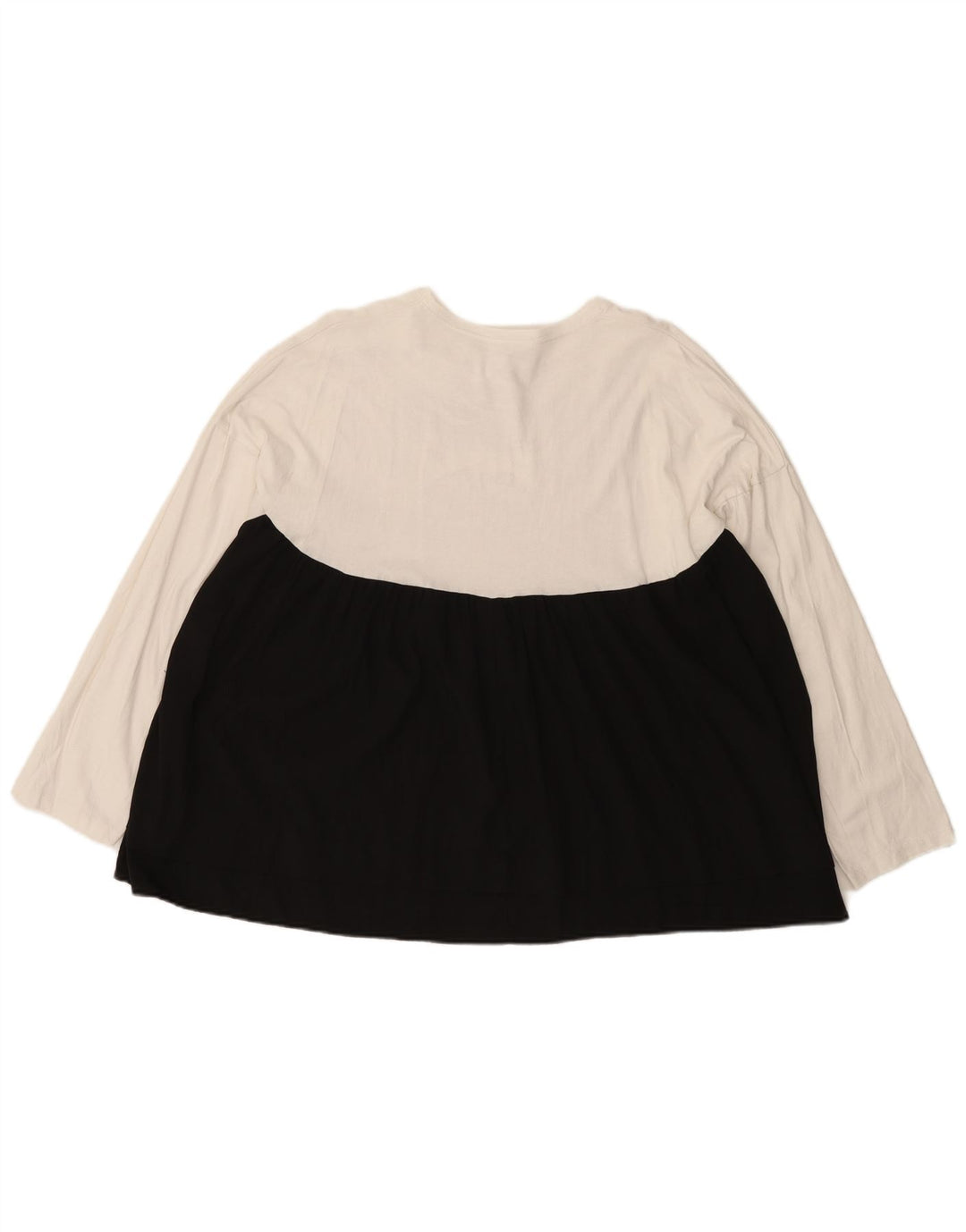 Zara Dame Oversized Top Langærmet UK 14 Medium White Colourblock