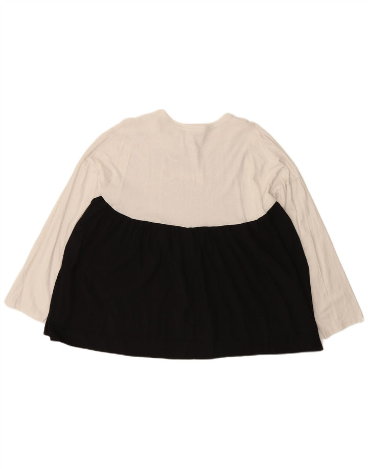 Zara Dame Oversized Top Langærmet UK 14 Medium White Colourblock