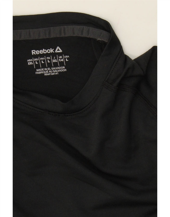 REEBOK Womens Top Long Sleeve UK 14 Medium Black Polyester Vintage Reebok and Second-Hand Reebok from Messina Hembry 