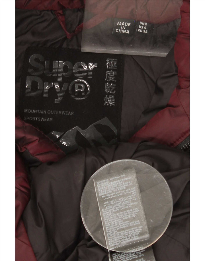Superdry Dame Hættejakke UK 8 Small Burgundy Polyester