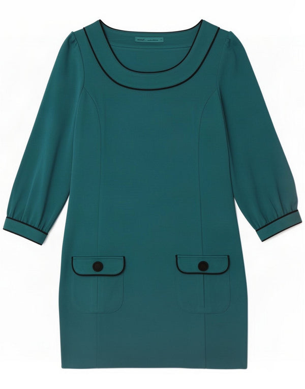 Next Womens 3/4-ærmet Shift Dress UK 12 Medium Green Polyester