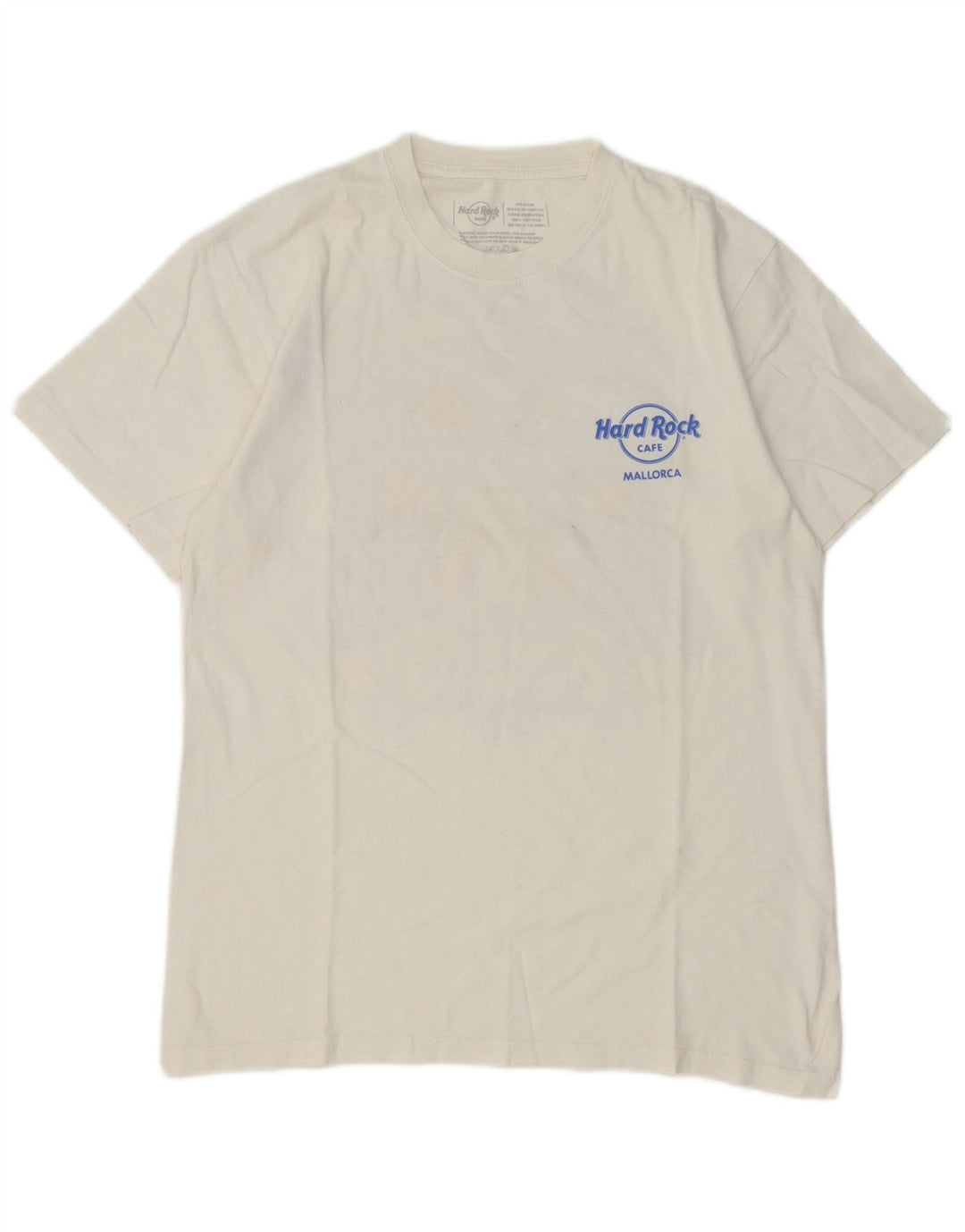 Hard Rock Cafe Herre Mallorca Grafisk T-Shirt Top Medium Hvid Bomuld