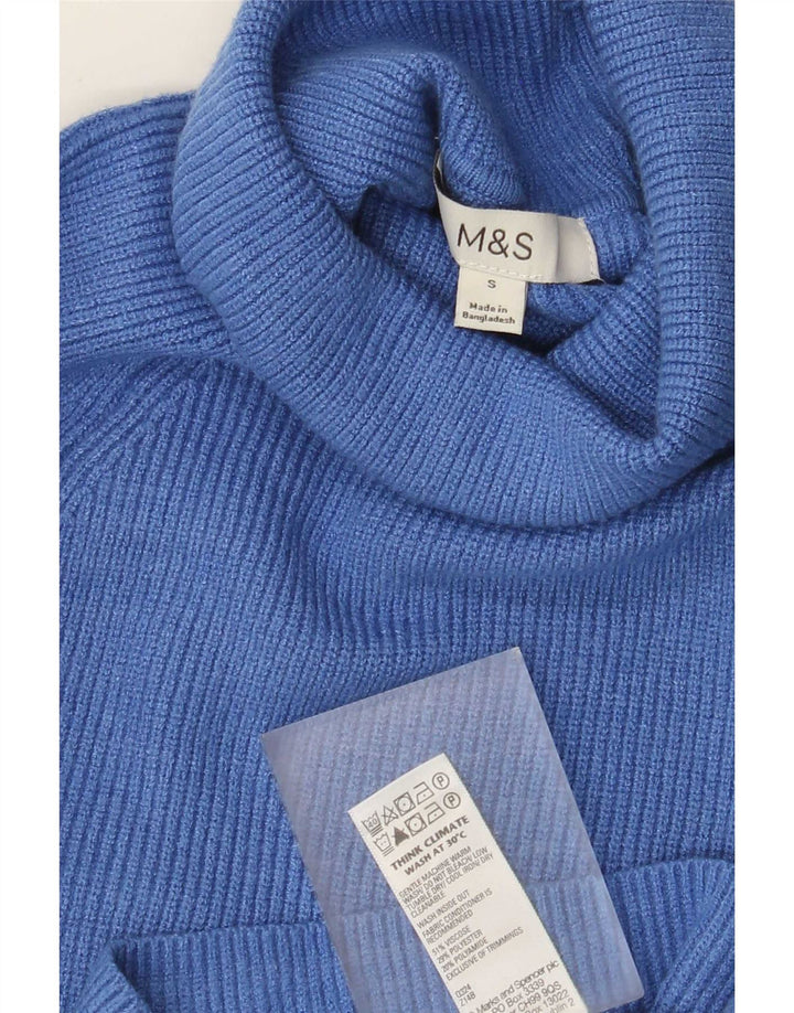 Marks & Spencer Dame Rullehals Sweater UK 10 Small Blue Viscose