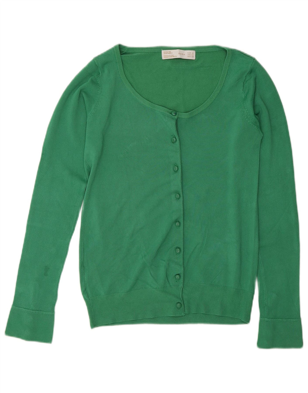 Zara Dame Cardigan Sweater UK 12 Medium Green Rayon