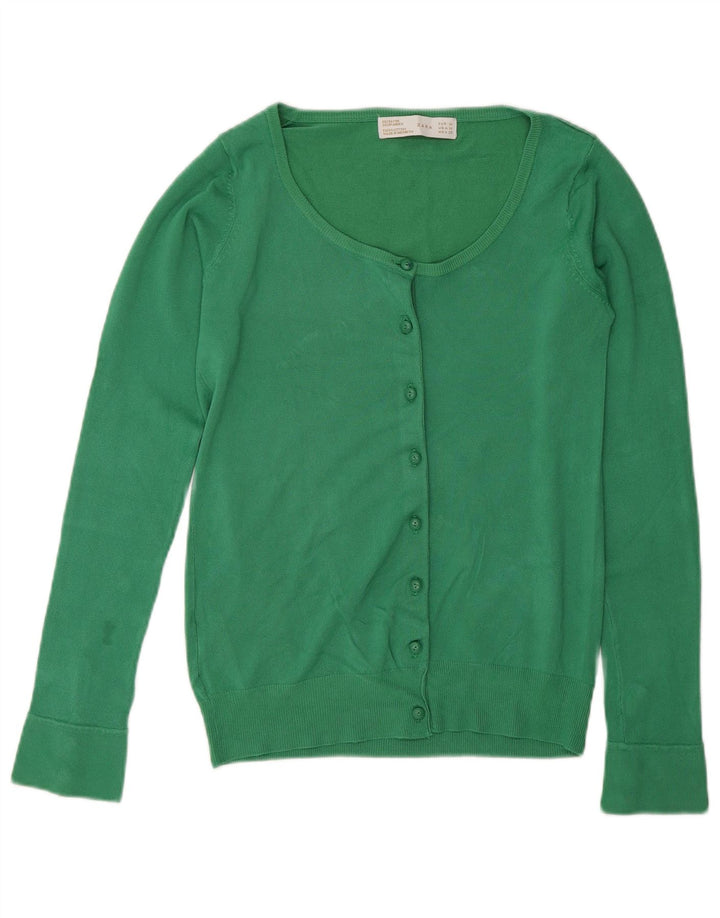 Zara Dame Cardigan Sweater UK 12 Medium Green Rayon