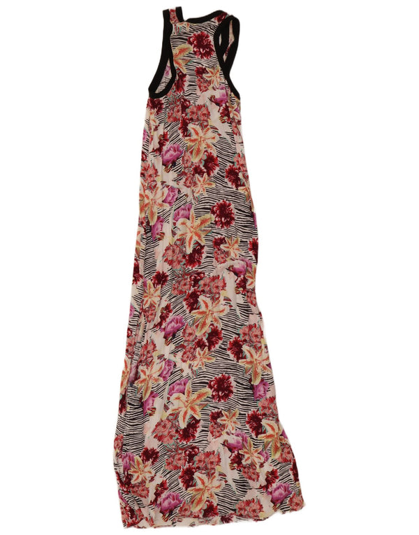 Guess Dame ærmeløs Maxi Dress UK 10 Small Multicolored Floral
