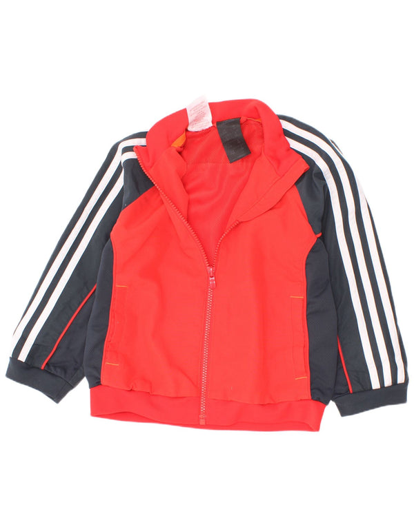 Adidas Drenge Træningsdragt Topjakke 3-4 År Rød Colourblock Polyester