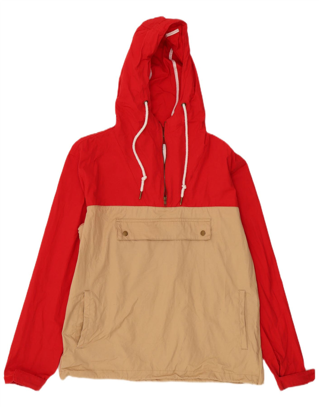 Flatbush Dame Hætte Anorak Jacket UK 16 Large Red Colourblock Bomuld