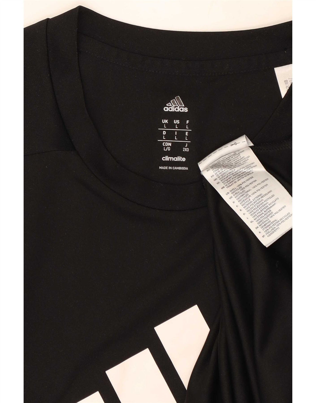 Adidas Herre Climalite Grafisk T-Shirt Top Stor Sort Polyester