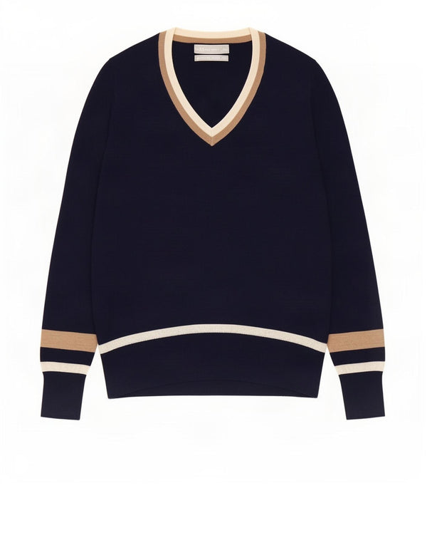 Marks & Spencer Womens V-Neck Jumper Sweater UK 12 Medium Navy Blue