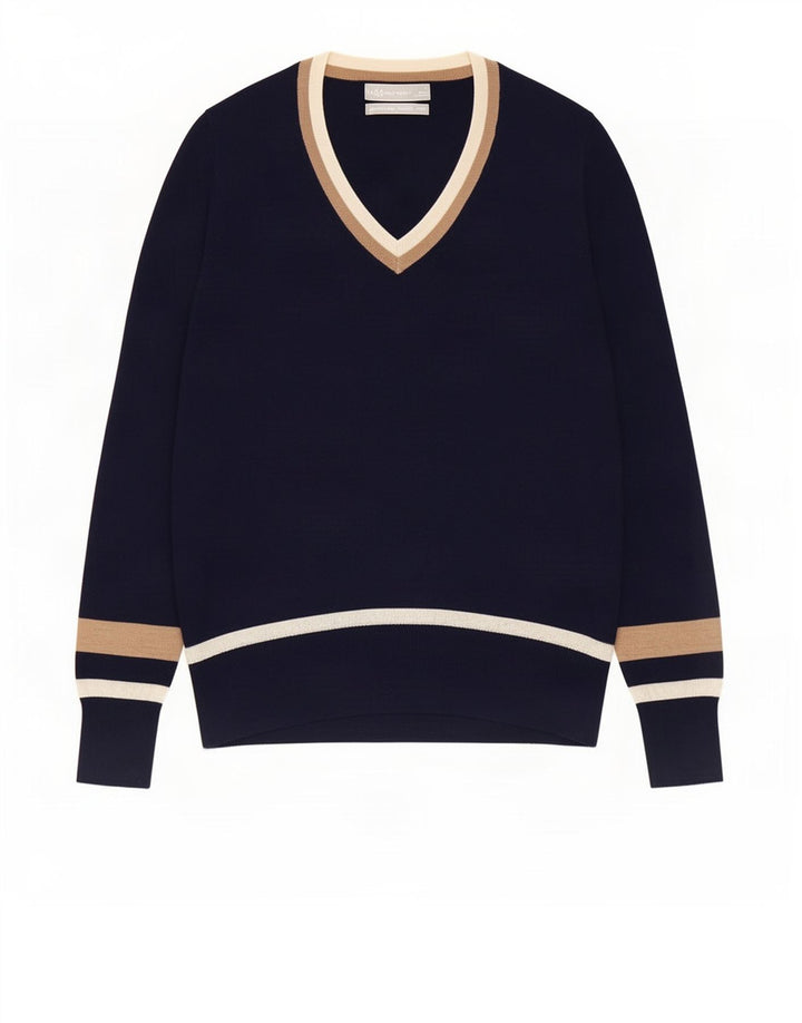Marks & Spencer Dame V-hals sweater UK 12 Medium Navy Blue