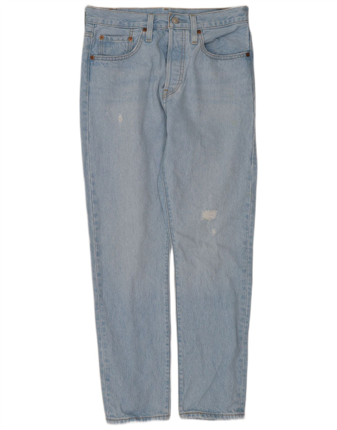 Levi's Dame 501 Distressed Straight Jeans W27 L28 Blå Bomuld