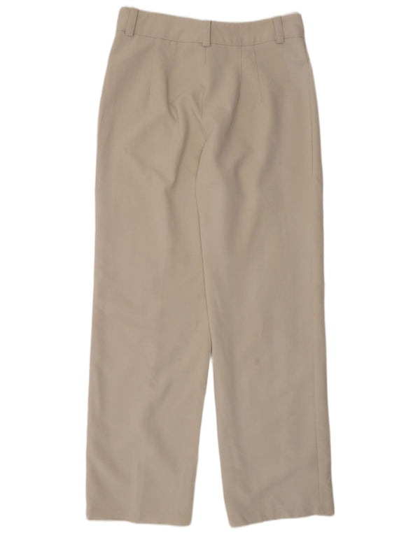 Zara Dame Højtalje Lige Casual Bukser Large W30 L32 Beige Viscose