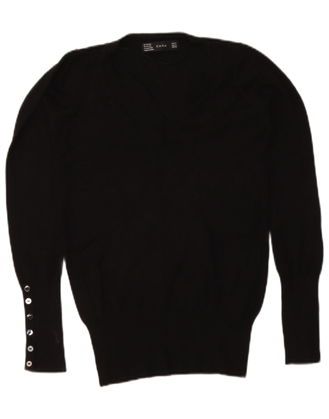 Zara Dame V-hals sweater UK 10 Small Black