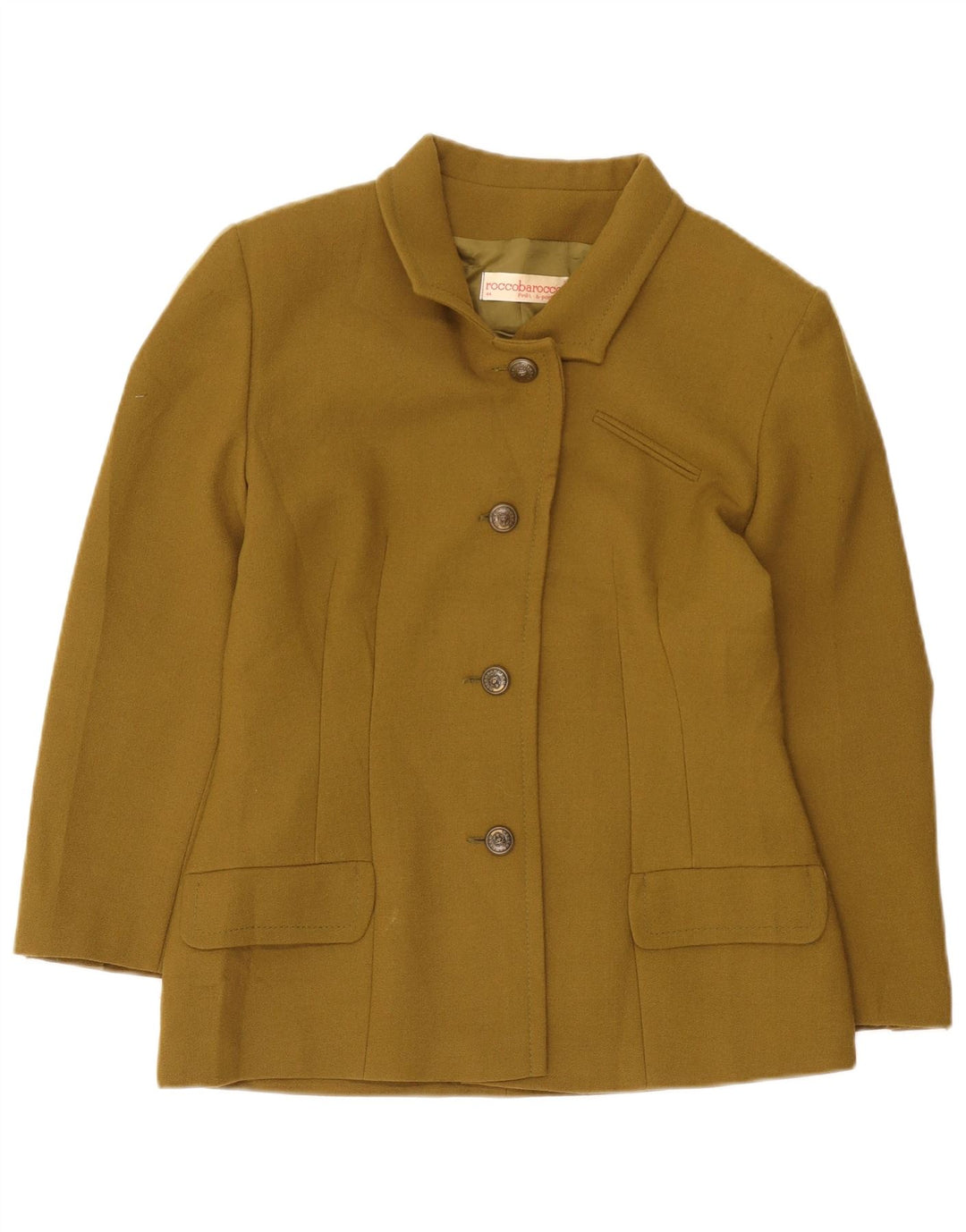 Roccobarocco Dame 4-knaps blazerjakke IT 44 Medium Khaki Wool