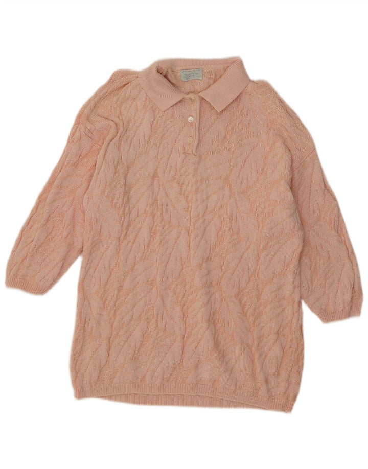 Benetton kvinders abstrakt mønster polo hals sweater IT 48 XL Pink
