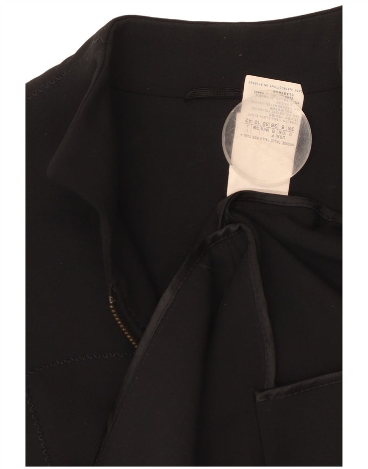 VINTAGE Dame Blazer Jacket UK 10 Small Black Polyester