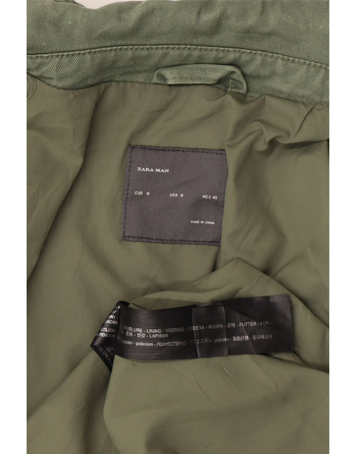 Zara Bomber Jacket UK 38 Medium Green Floral Polyester